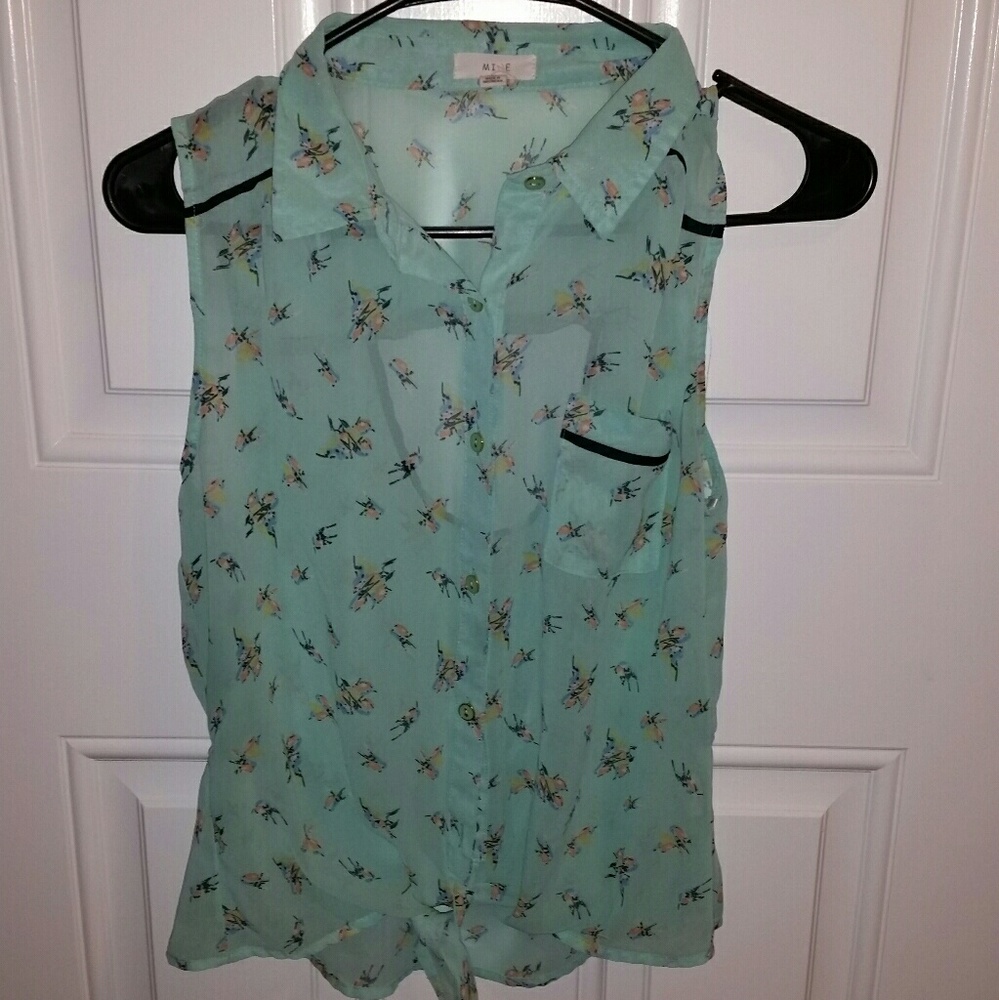 Turquoise floral blouse